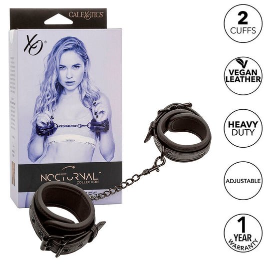 CALEXOTICS - PULSERAS DE CUERO AJUSTABLES NOCTURNAS NEGRAS