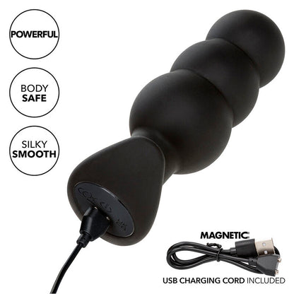 CALEXOTICS - ROCK BOTTOM PLUG ANAL CON ESFERAS 10 VIBRACIONES SILICONA NEGRO