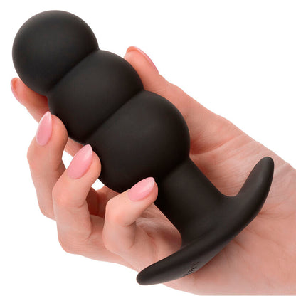 CALEXOTICS - ROCK BOTTOM PLUG ANAL CON ESFERAS 10 VIBRACIONES SILICONA NEGRO