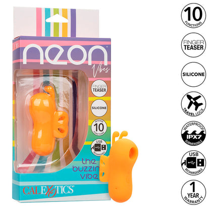 CALEXOTICS - NEON VIBES BUZZING VIBE FINGER STIMULATOR 10 ORANGE VIBRATIONS