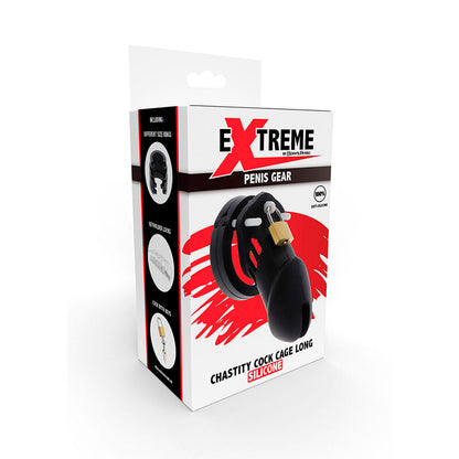 HIDDEN DESIRE - EXTREME SILICONE CHASTITY COCK SIZE L BLACK