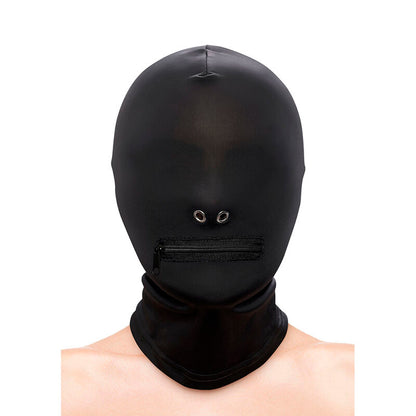 NS NOVELTIES - FETISH &amp; FASHION CLOSED ZIPPERED HOOD BLACK NYLON