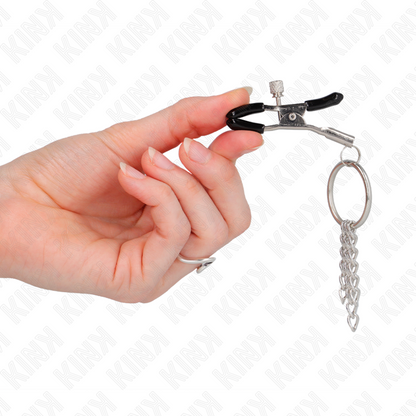 KINK - ARO ABRAZADERA DE PEZÓN Y CADENA PEQUEÑA PLATA 6 CM