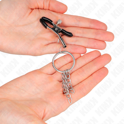 KINK - ARO ABRAZADERA DE PEZÓN Y CADENA PEQUEÑA PLATA 6 CM