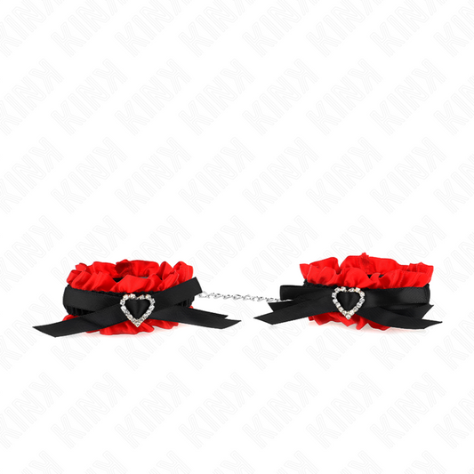KINK - RETENCIONES DE MUÑECA ELÁSTICAS DE ENCAJE DETALLES CORAZÓN ROJO AJUSTABLES 22-35 CM