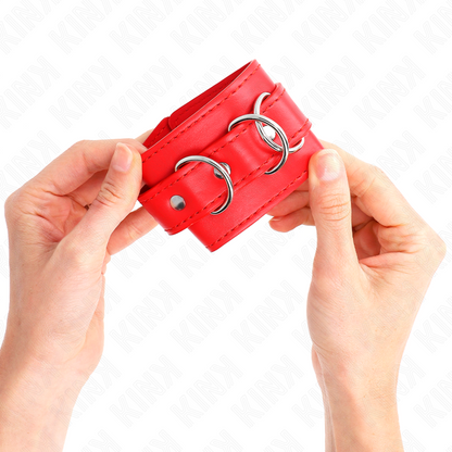 KINK - 3 RETENCIONES DE MUÑECA D-RING AJUSTABLES ROJO 17,5-25 CM X 6 CM