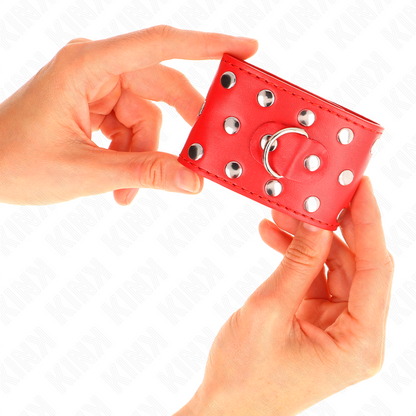 KINK - RETENCIONES DE MUÑECA CON BROCHE DE PRESIÓN COMPLETO CON REMACHES ROJOS AJUSTABLE 19-24 CM X 5,5 CM