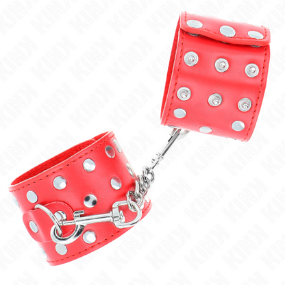 KINK - RETENCIONES DE MUÑECA CON BROCHE DE PRESIÓN COMPLETO CON REMACHES ROJOS AJUSTABLE 19-24 CM X 5,5 CM