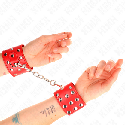 KINK - RETENCIONES DE MUÑECA CON BROCHE DE PRESIÓN COMPLETO CON REMACHES ROJOS AJUSTABLE 19-24 CM X 5,5 CM