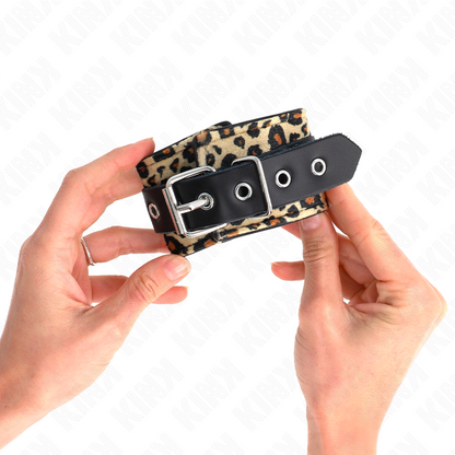 KINK - RETENCIÓN DE MUÑECA DE CUERO REAL LEOPARDO AJUSTABLE 18-29 CM X 5,5 CM