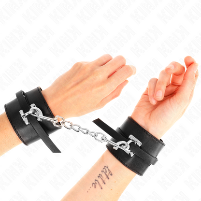 KINK - DELUXE BLACK ADJUSTABLE LOCKING WRIST CHAINS 5.5-8.5" X 2.5"