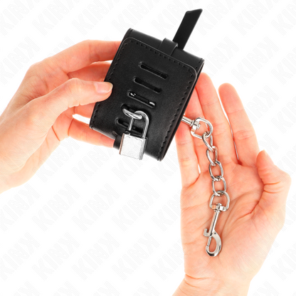 KINK - DELUXE BLACK ADJUSTABLE LOCKING WRIST CHAINS 5.5-8.5" X 2.5"