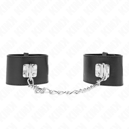 KINK - FIXED CUFFS WITH 30 CM CHAIN AND BLACK PADLOCK CLOSURE ADJUSTABLE 16-23 CM X 5.5 CM
