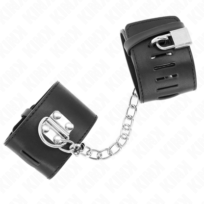 KINK - FIXED CUFFS WITH 30 CM CHAIN AND BLACK PADLOCK CLOSURE ADJUSTABLE 16-23 CM X 5.5 CM
