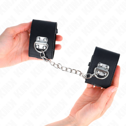 KINK - FIXED CUFFS WITH 30 CM CHAIN AND BLACK PADLOCK CLOSURE ADJUSTABLE 16-23 CM X 5.5 CM