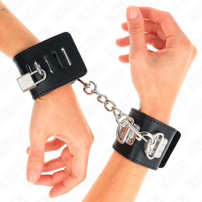 KINK - PUNHOS MULTIPOSIÇÕES COM FECHO DE CADEADO PRETO AJUSTÁVEIS 16-23 CM X 5,5 CM