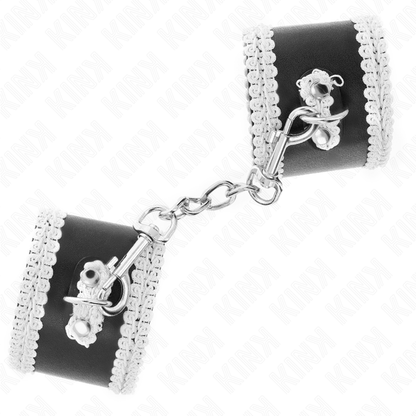 KINK - PULSERA NEGRA CON ENCAJE BLANCO DECORADO AJUSTABLE 20-23 CM X 5,5 CM
