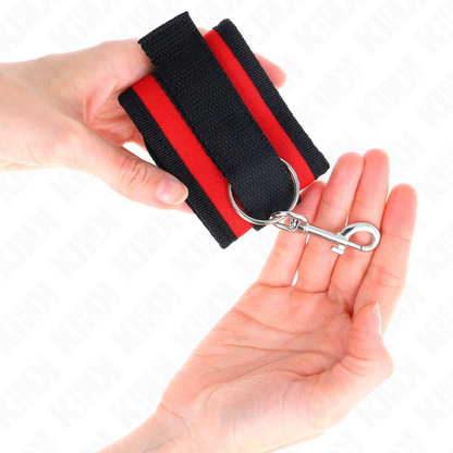 KINK - SUJECIONES DE MUÑECA NYLON BIND HOOK&LOOP ROJO-NEGRO MODELO 2 AJUSTABLE 18-35 CM X 6 CM