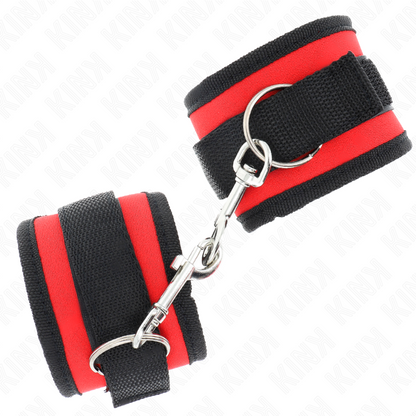 KINK - SUJECIONES DE MUÑECA NYLON BIND HOOK&LOOP ROJO-NEGRO MODELO 2 AJUSTABLE 18-35 CM X 6 CM