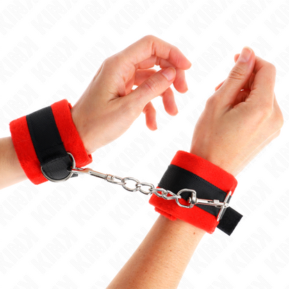KINK - BLACK-RED BEGINNER SKIN HANDCUFFS 30 X 7 CM