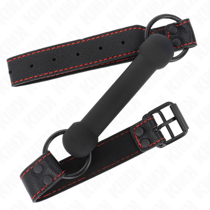KINK - MORDAZA DE HUESO CON ASA DE CUERO NEGRA AJUSTABLE 41-57 CM