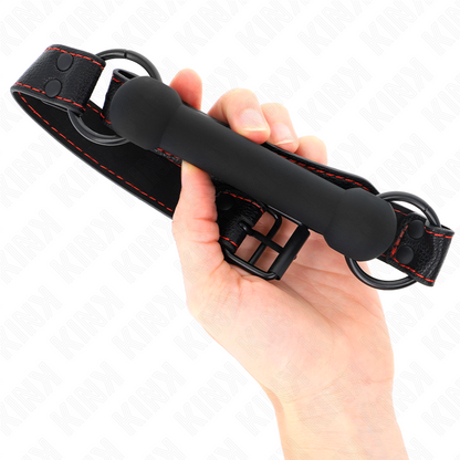 KINK - MORDAZA DE HUESO CON ASA DE CUERO NEGRA AJUSTABLE 41-57 CM