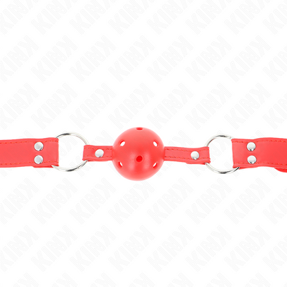 KINK - MORDAZA DE BOLA DURA HUECA ROJA COMPLETA 62 x 2 CM