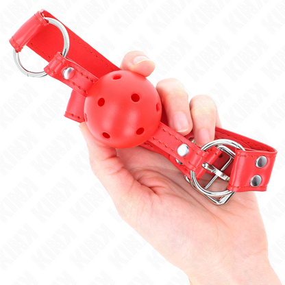 KINK - MORDAZA DE BOLA DURA HUECA ROJA COMPLETA 62 x 2 CM