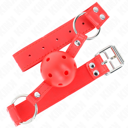KINK - MORDAZA DE BOLA DURA HUECA ROJA COMPLETA 62 x 2 CM