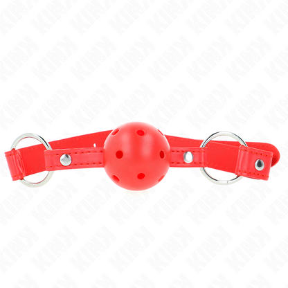 KINK - BOLA RESPIRABLE 4 CM MORDAZA CON REMACHE DOBLE MODELO 1 ROJO 62,5 x 2,5 CM AJUSTABLE 42-58 CM