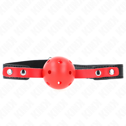 KINK - BOLA DURA HUECA ROJA 4 CM MORDEDOR ASA NEGRA 60 x 2 CM AJUSTABLE 37-52 CM