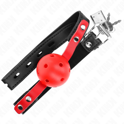 KINK - BOLA DURA HUECA ROJA 4 CM MORDEDOR ASA NEGRA 60 x 2 CM AJUSTABLE 37-52 CM