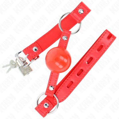 KINK - MORDAZA BOLA TPE 4 CM CON CERRADURA ROJO 60 x 2 CM