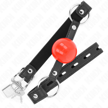 KINK - BOLA DE MORDEDURA 4 CM CON CERRADURA BOLA ROJA CORREA NEGRA 60 x 2 CM