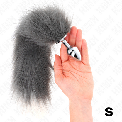 KINK - ANAL PLUG SIZE S 7 X 3 CM WITH SYNTHETIC TAIL 40 CM GRAY AND WHITE