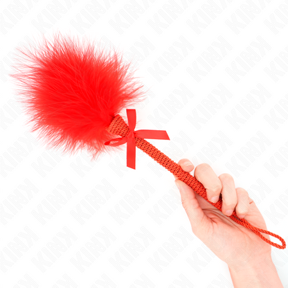 KINK - NYLON ROPE WAND WITH TICKLING FEATHERS AND RED BOW 25 CM