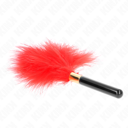 KINK - PLUMAS DE COSQUILLAS METAL DORADO ROJO 18 CM
