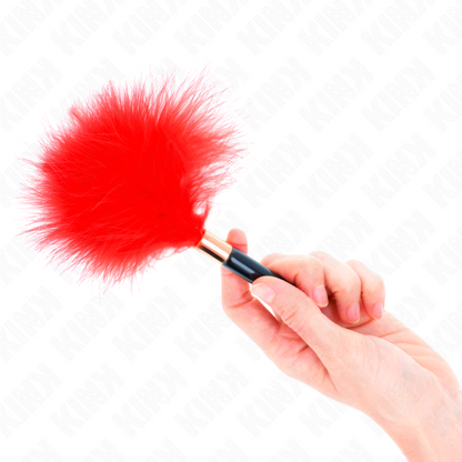 KINK - PLUMAS DE COSQUILLAS METAL DORADO ROJO 18 CM
