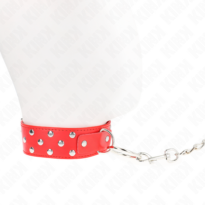 KINK - COLLAR DE CORREA REMACHE DE ANILLA CON CINTURÓN 65 CM ROJO AJUSTABLE 36-50 CM X 3,8 CM