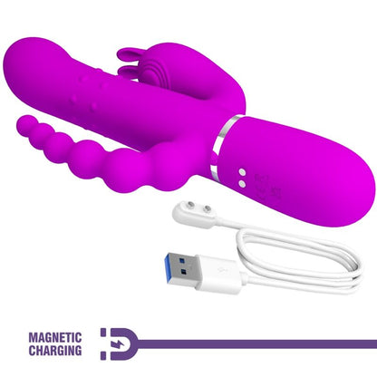 PRETTY LOVE - VIBRADOR TRIPLE MULTIFUNCIONAL CAMMY 4 EN 1 ROSA