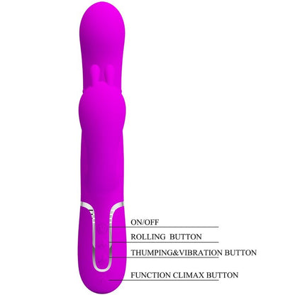 PRETTY LOVE - VIBRADOR TRIPLE MULTIFUNCIONAL CAMMY 4 EN 1 ROSA