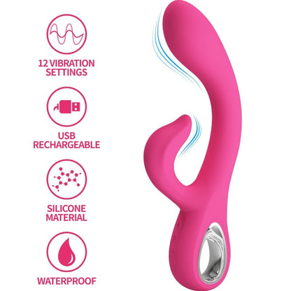 PRETTY LOVE - VIBRADOR FRITZ RABBIT 12 VELOCIDADES ROSA