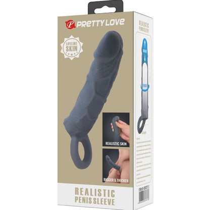 PRETTY LOVE - DARK GREY REALISTIC SKIN PENIS SLEEVE