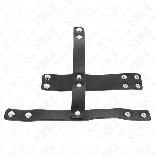 KINK - LEATHER COCK RING WITH ADJUSTABLE BALL DIVIDER