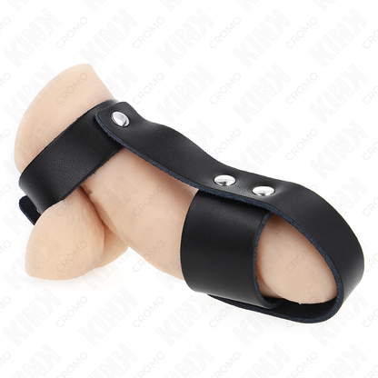 KINK - LEATHER COCK RING WITH ADJUSTABLE BALL DIVIDER
