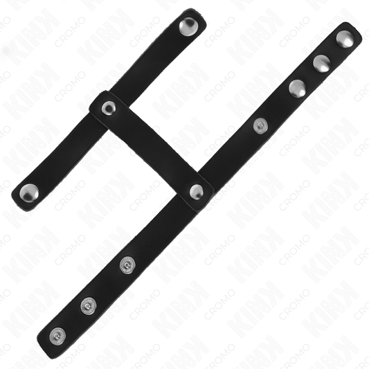 KINK - ADJUSTABLE LEATHER PENIS RING AND POUCH DIVIDER INK