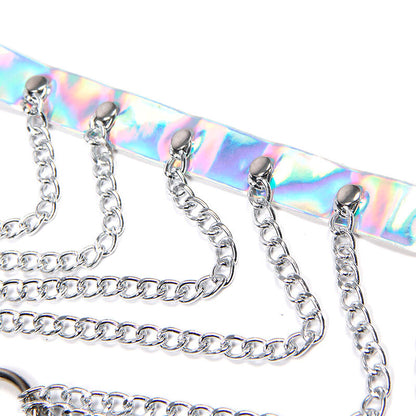 SUBBLIME - 953737 SILVER CHEST HARNESS WITH RINGS AND CHAINS ONE SIZE