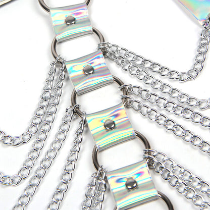 SUBBLIME - 953737 SILVER CHEST HARNESS WITH RINGS AND CHAINS ONE SIZE