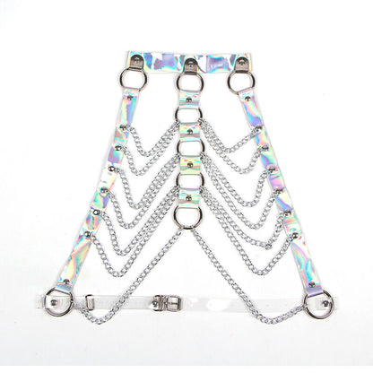 SUBBLIME - 953737 SILVER CHEST HARNESS WITH RINGS AND CHAINS ONE SIZE