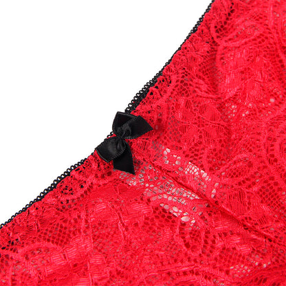 SUBBLIME - 953904 SILK AND LACE NIGHTGOWN + RED PANTIES L/XL